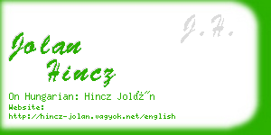 jolan hincz business card